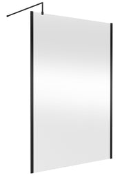 Nuie Matt Black Offset Wetroom Screen 1950mm - 1400mm