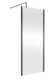 Nuie Matt Black Offset Wetroom Screen 1950mm - 900mm