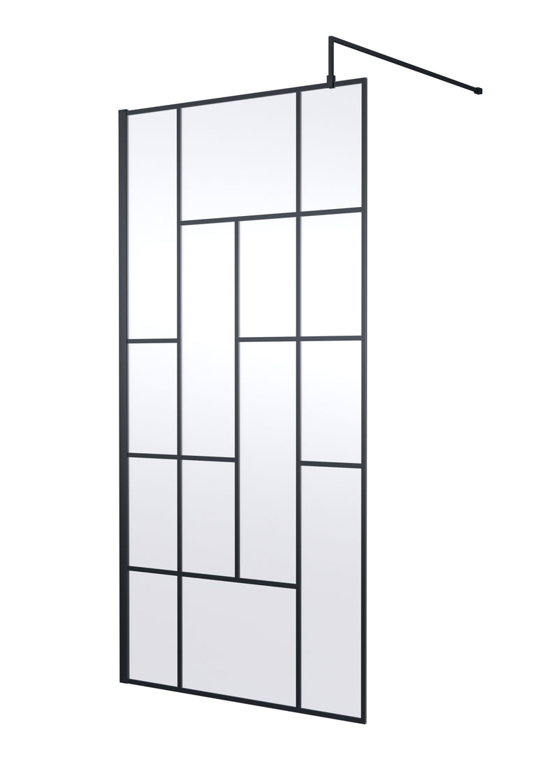 Nuie Matt Black Wetroom Screen - 1000mm