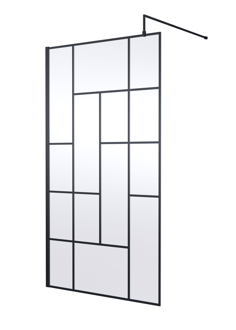 Nuie Matt Black Wetroom Screen - 1100mm