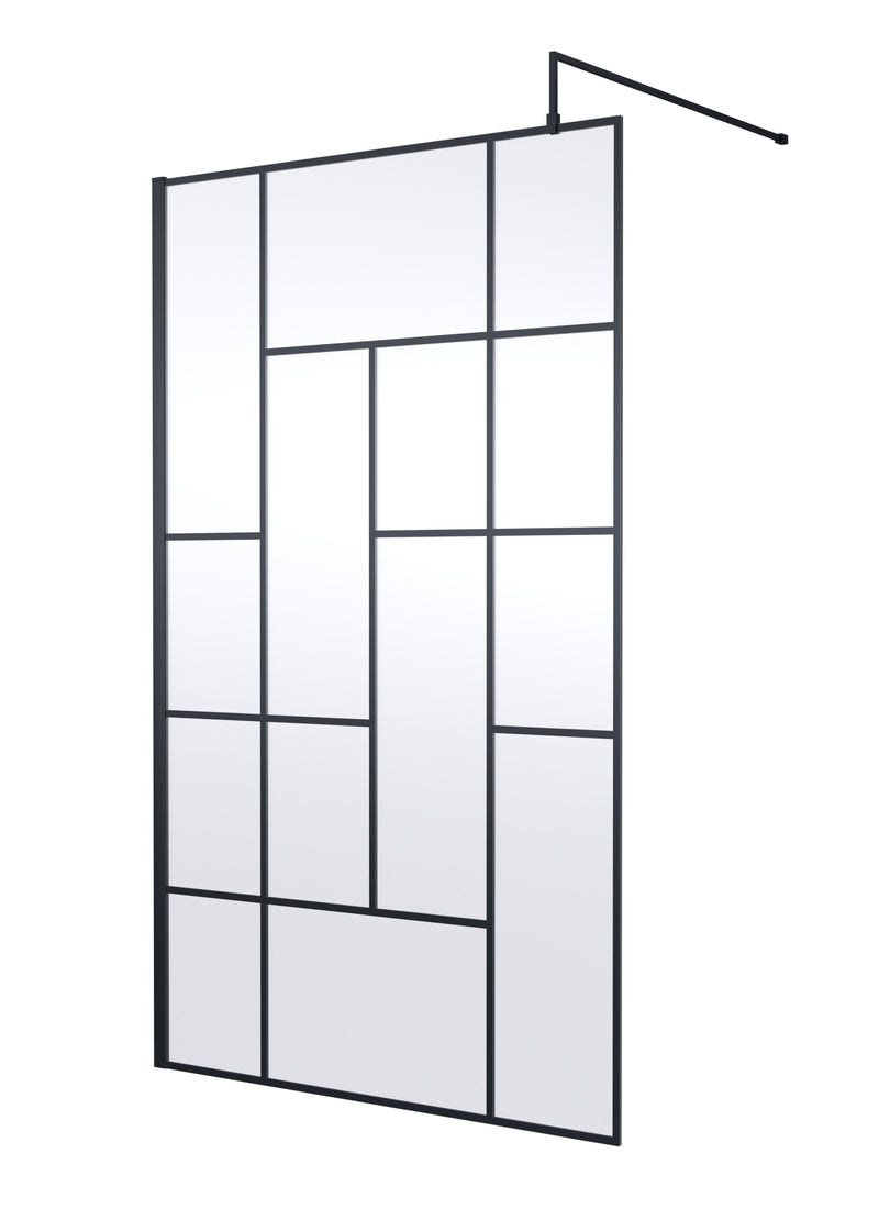 Nuie Matt Black Wetroom Screen - 1200mm