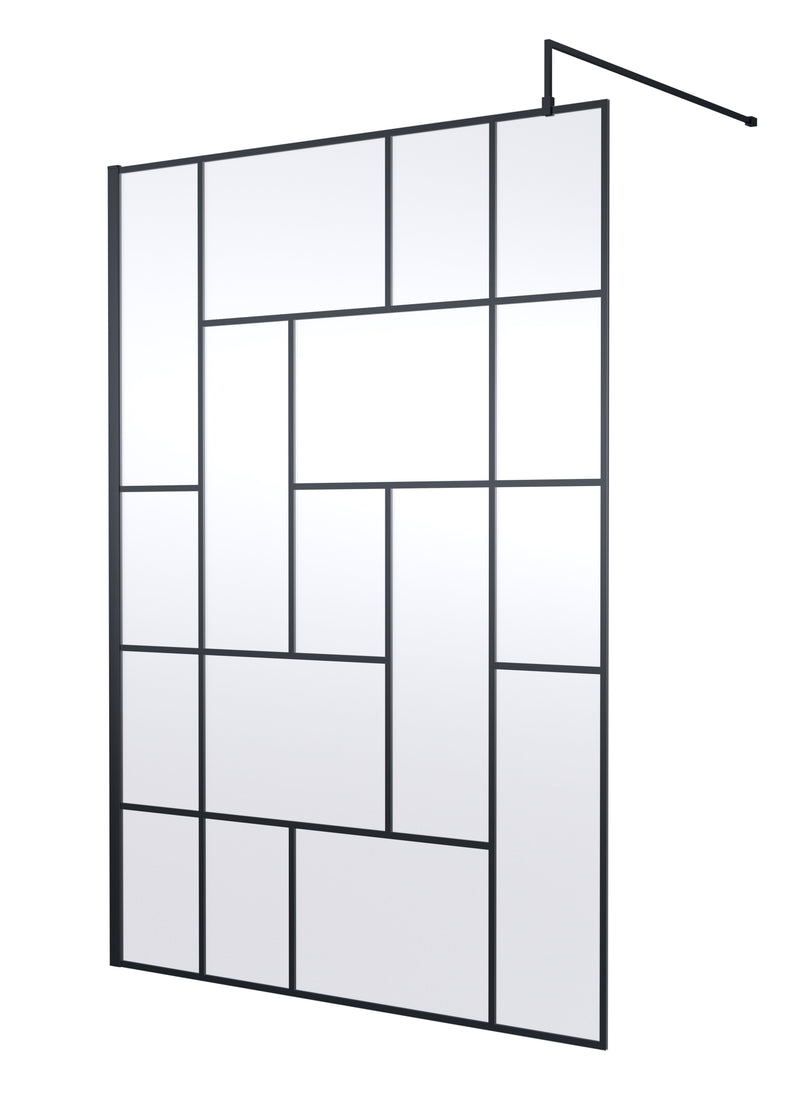 Nuie Matt Black Wetroom Screen - 1400mm