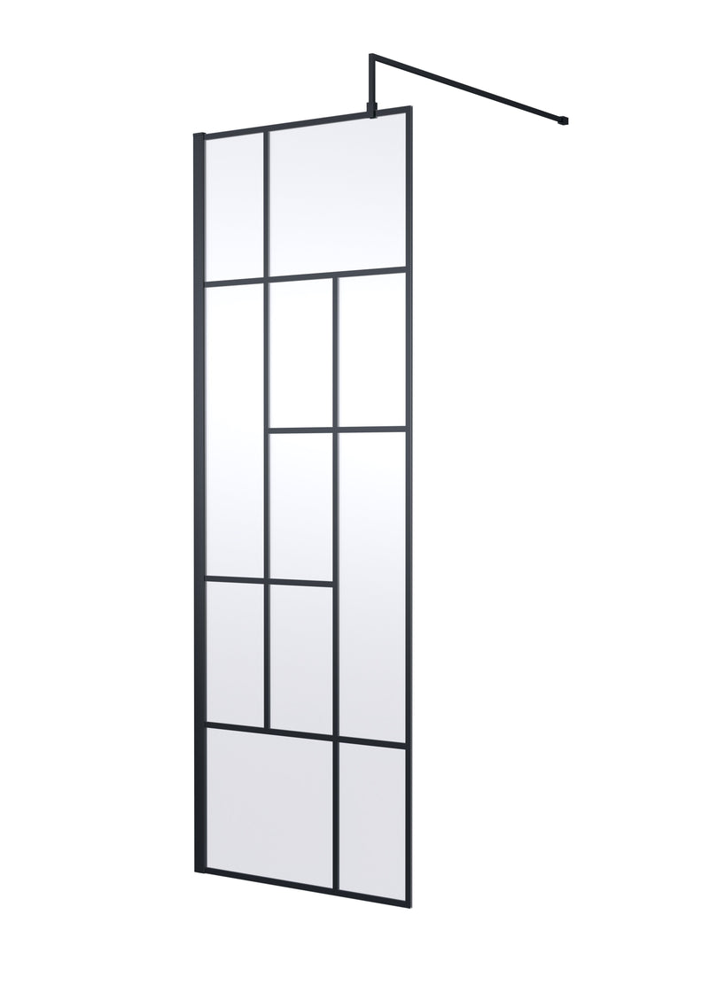 Nuie Matt Black Wetroom Screen - 700mm