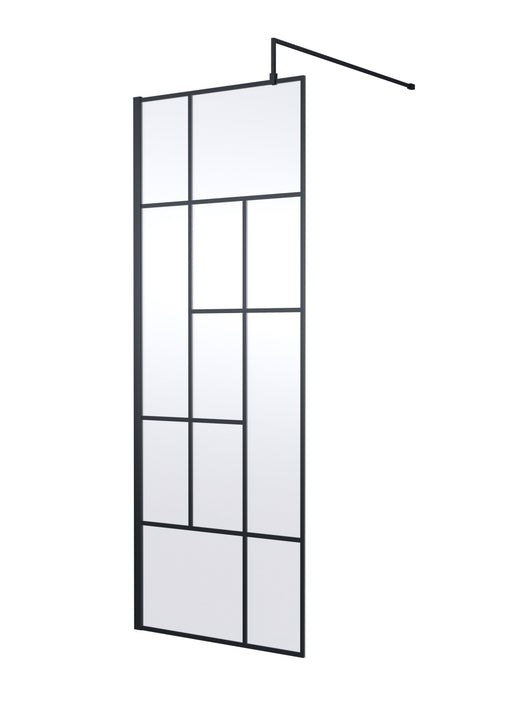 Nuie Matt Black Wetroom Screen - 760mm