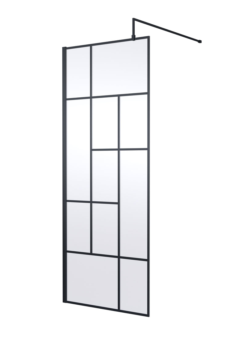 Nuie Matt Black Wetroom Screen - 800mm