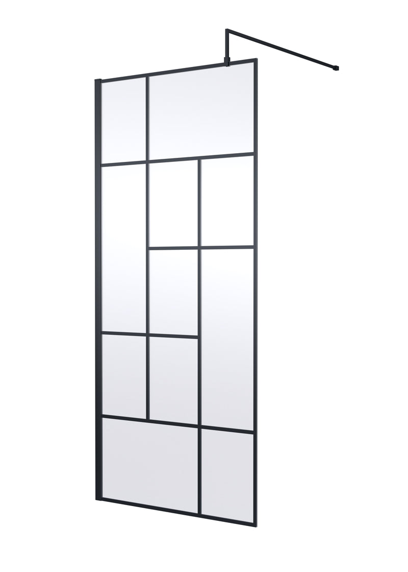 Nuie Matt Black Wetroom Screen - 900mm
