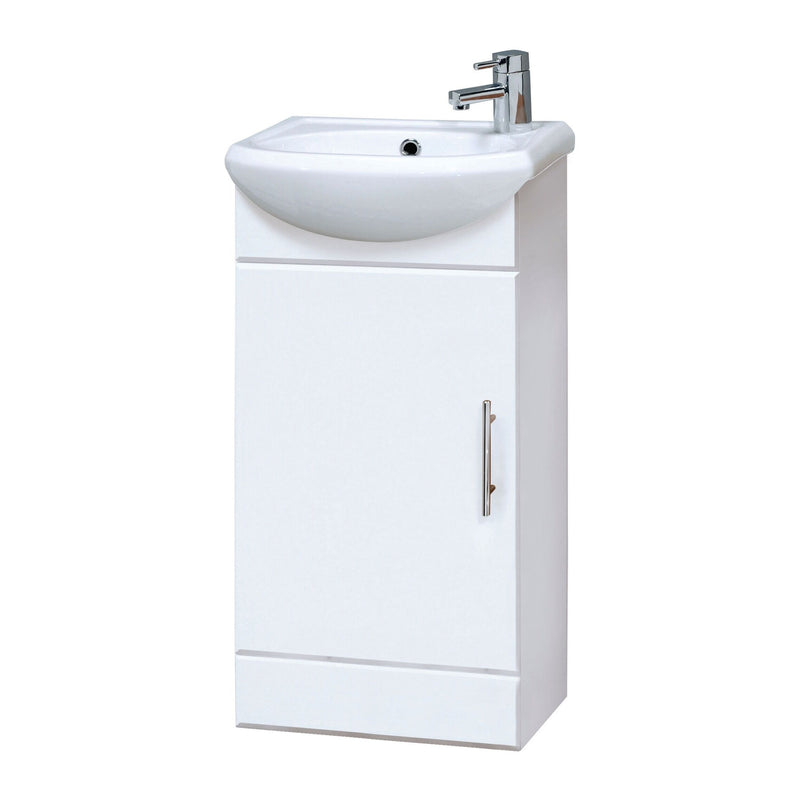 Nuie Mayford 400mm Gloss White floor standing cloakroom vanity unit with basin - 400mm