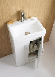 Nuie Mayford 450mm 2 door vanity unit with basin in Gloss White - Floor Standing - bathroom lifestyle setting