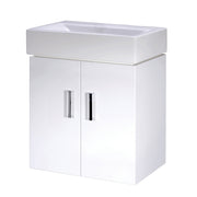 Nuie Mayford 450mm 2 door vanity unit with basin in Gloss White - Wall Hung