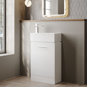 Nuie Mayford 485mm Gloss White compact floor standing vanity unit with basin - 485mm - bathroom lifestyle setting
