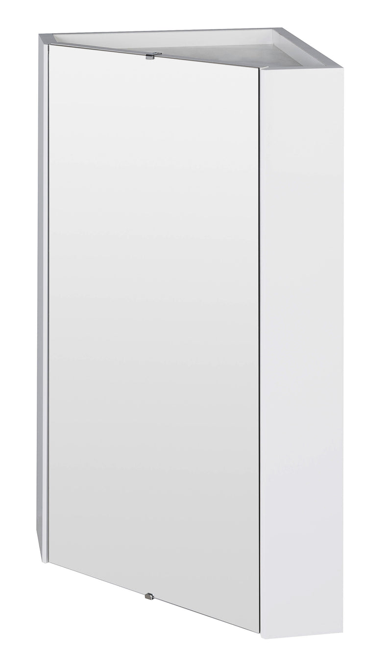 Nuie Mayford Gloss White wall hung corner mirror cabinet - 459mm