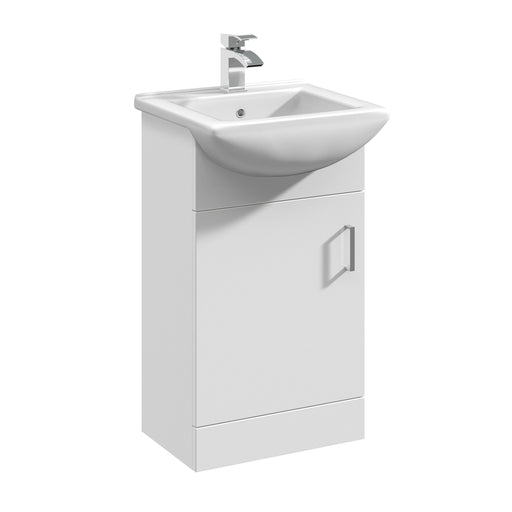 Nuie Mayford Gloss White floor standing vanity unit with square basin - 450mm
