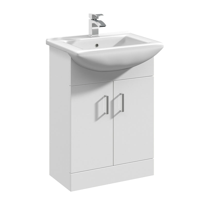 Nuie Mayford Gloss White floor standing vanity unit with square basin - 550mm