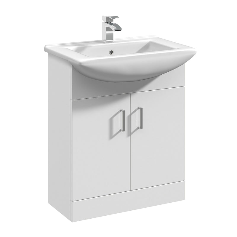 Nuie Mayford Gloss White floor standing vanity unit with square basin - 650mm