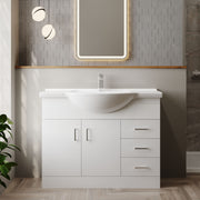 Nuie Mayford Gloss White floor standing vanity unit with u-shaped basin - 1050mm - bathroom lifestyle setting