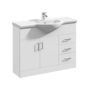 Nuie Mayford Gloss White floor standing vanity unit with u-shaped basin - 1050mm