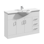 Nuie Mayford Gloss White floor standing vanity unit with u-shaped basin - 1200mm