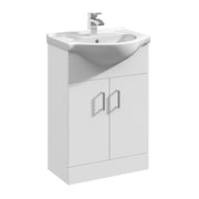 Nuie Mayford Gloss White floor standing vanity unit with u-shaped basin - 550mm