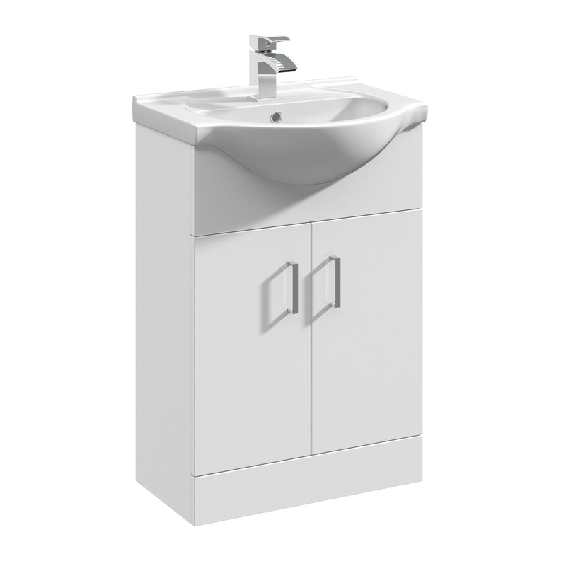 Nuie Mayford Gloss White floor standing vanity unit with u-shaped basin - 550mm