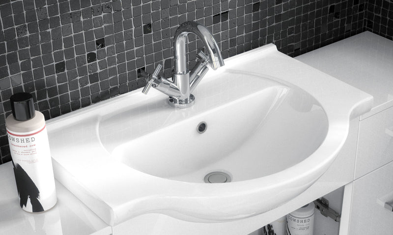 Nuie Mayford Gloss White floor standing vanity unit with u-shaped basin - 650mm - bathroom lifestyle setting