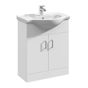Nuie Mayford Gloss White floor standing vanity unit with u-shaped basin - 650mm