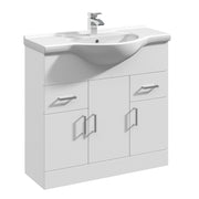 Nuie Mayford Gloss White floor standing vanity unit with u-shaped basin - 850mm