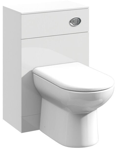 Nuie Mayford slimline 300mm deep Gloss White floor standing WC unit - 500mm