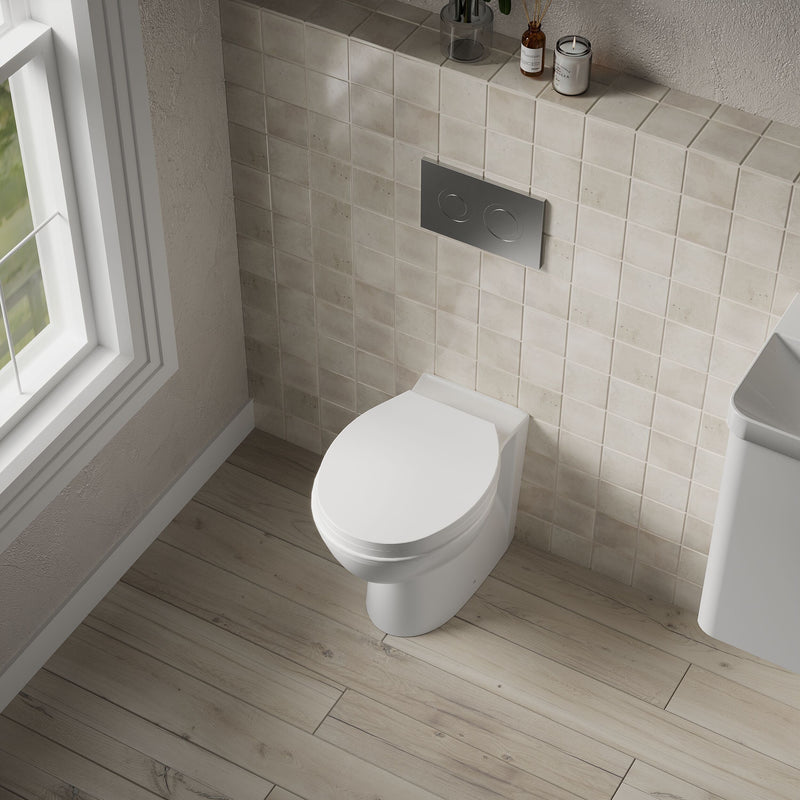 Nuie Melbourne round back to wall toilet pan lifestyle view
