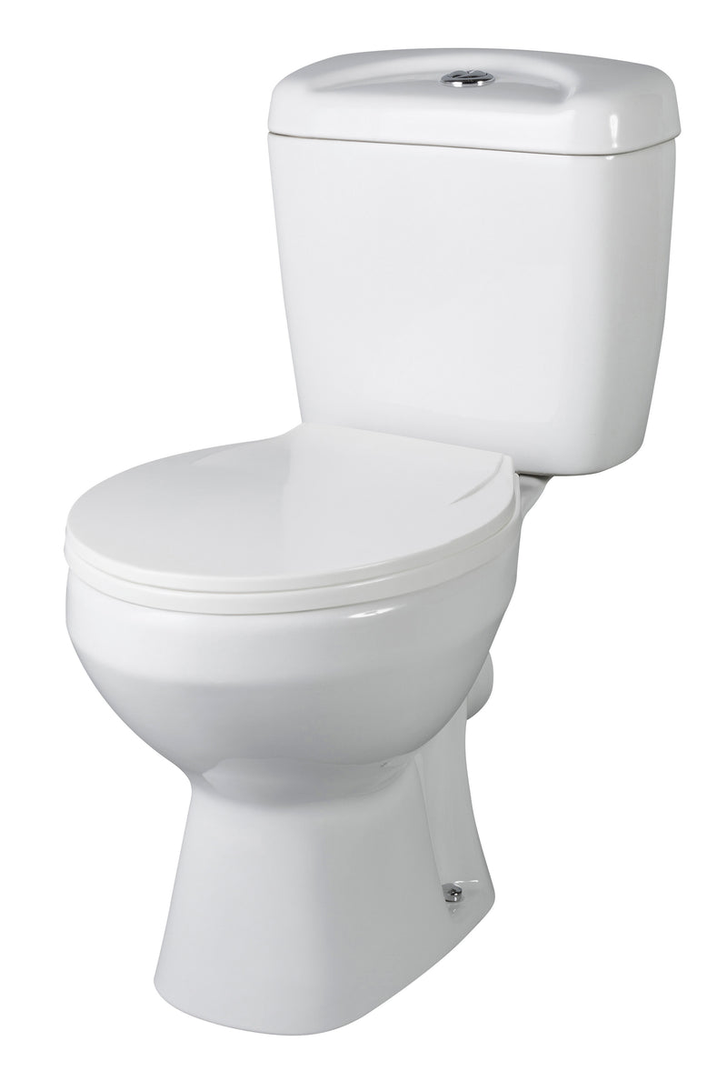 Nuie Melbourne close coupled toilet with cistern and seat in white