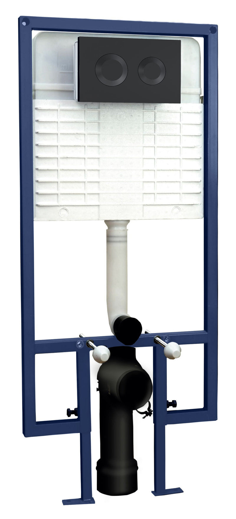 Nuie full height wall frame with matt black round flush plate - optional with Melbourne wall hung pan