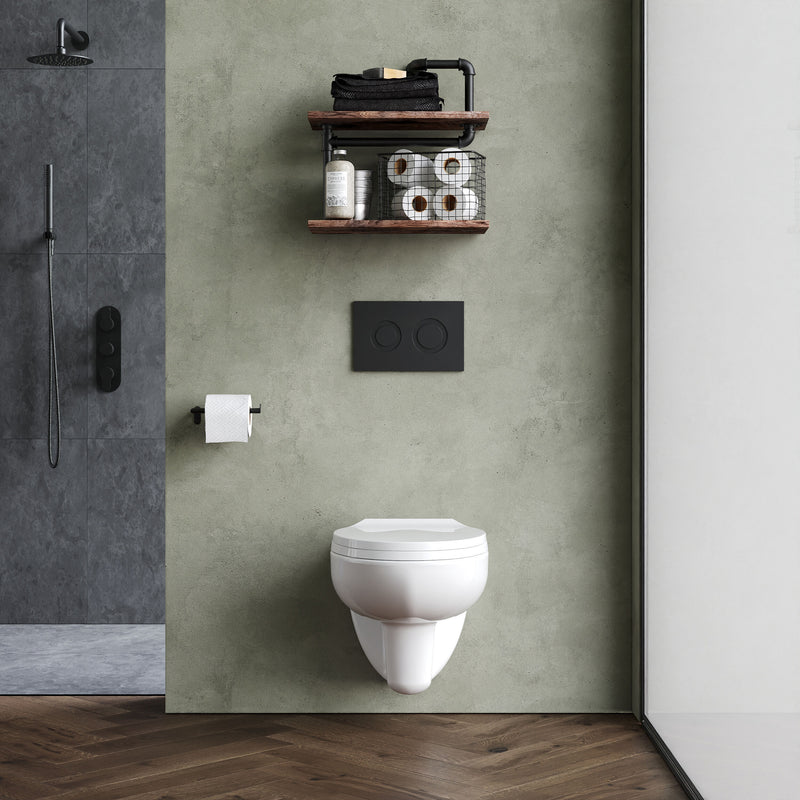Nuie Melbourne wall hung toilet pan in a contemporary bathroom