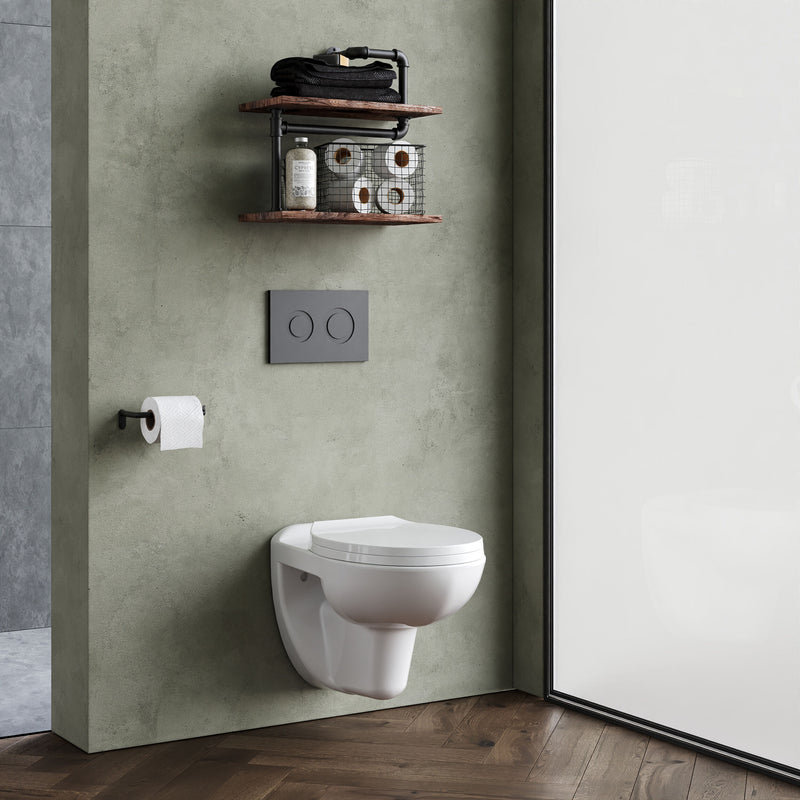 Nuie Melbourne wall hung toilet pan fitted above clear floor space