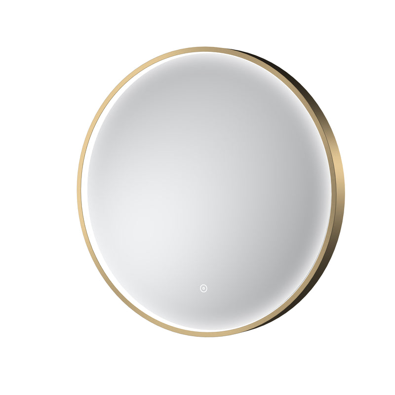 Nuie Mensa 600x600mm Brushed Brass inset frame LED touch sensor mirror