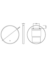 Nuie Mensa 600x600mm LED touch sensor mirror dimensions diagram