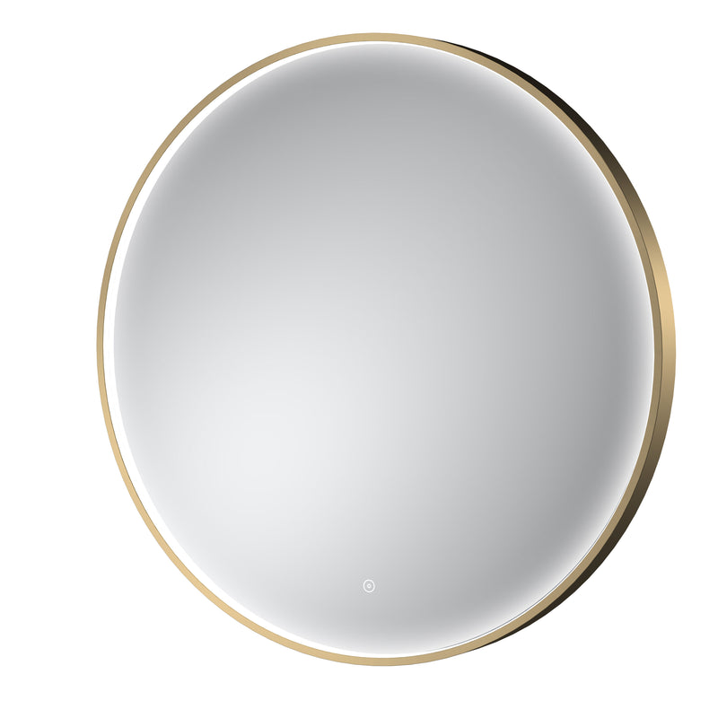 Nuie Mensa 800x800mm Brushed Brass inset frame LED touch sensor mirror