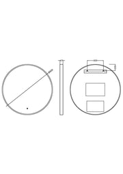 Nuie Mensa 800x800mm LED touch sensor mirror dimensions diagram