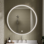 Nuie Mensa 800x800mm LED touch sensor mirror in a contemporary bathroom