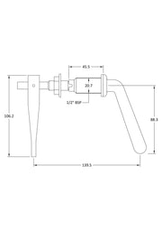 Nuie Metal Universal Cistern Lever Chrome (E355) line drawing