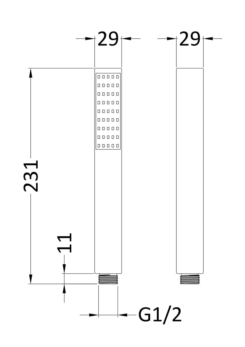 Nuie Minimalist Shower Handset Kit line drawing