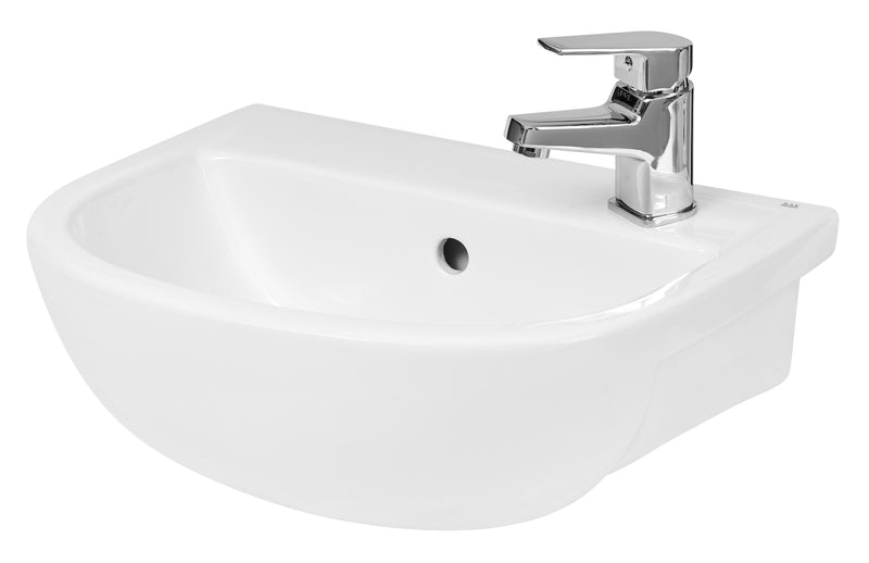 Nuie Oculus 400mm Ceramic Semi-Recessed Basin 1 Tap Hole (SRB002)