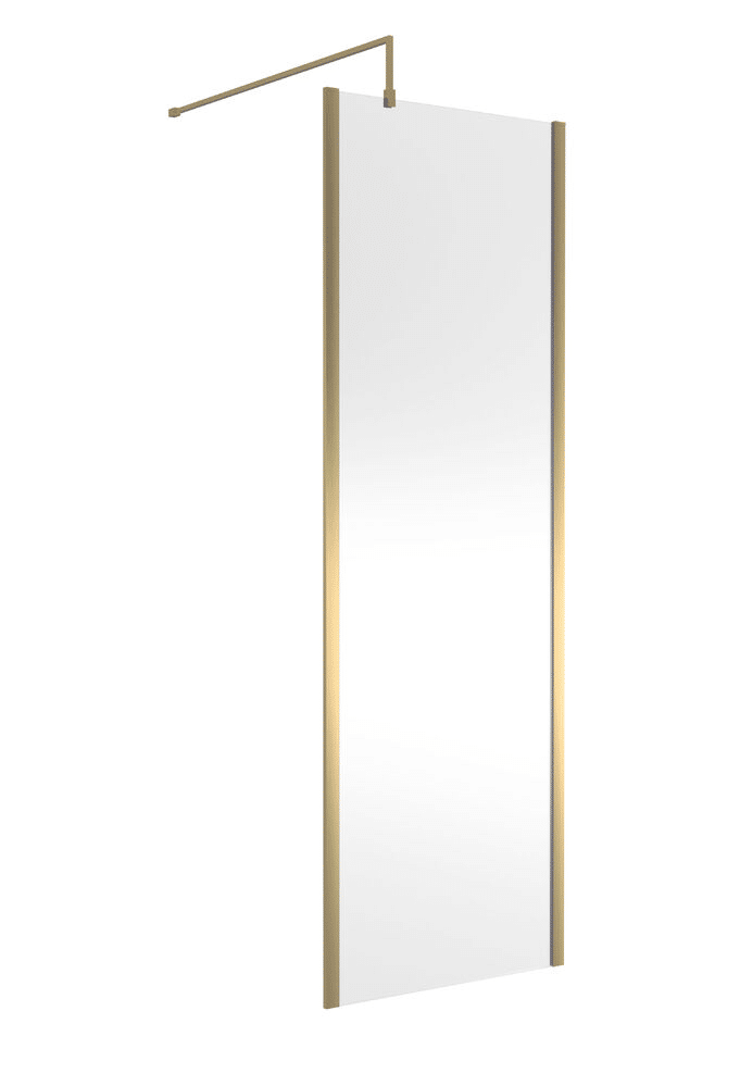 Nuie Offset Wetroom Screen 760mm - Brushed Brass