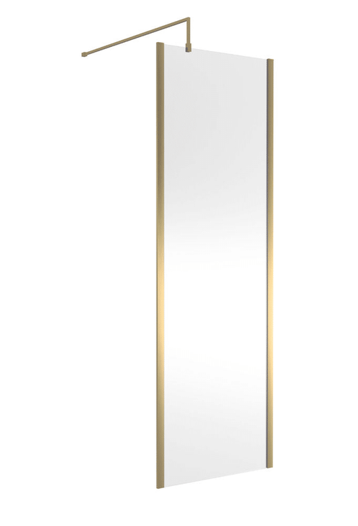 Nuie Offset Wetroom Screen 760mm - Brushed Brass