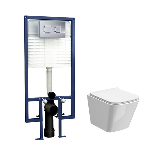 Nuie Orlen 5-in-1 wall hung toilet pack with chrome flush button