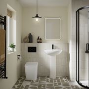 Nuie Orlen square rimless back to wall toilet pan in a contemporary bathroom