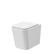 Nuie Orlen square rimless back to wall toilet pan with soft close seat in white