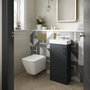 Nuie Orlen wall hung toilet pan in a contemporary bathroom