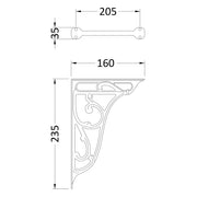 Nuie Ornate Cistern Brackets line drawing