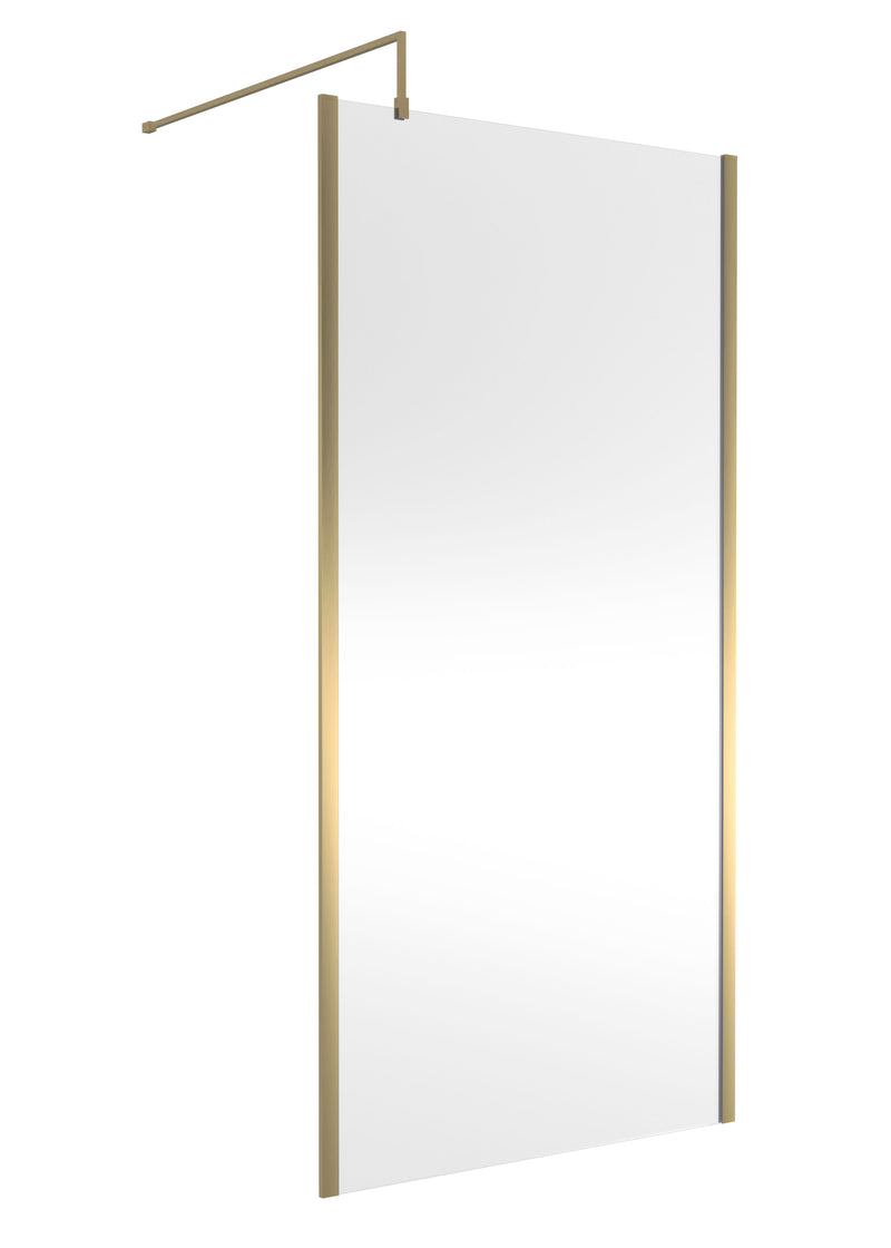 Nuie Outer Frame Wetroom Screen 1850mm (All Sizes) in 1000mm Brushed Brass (WRSCOBB10)