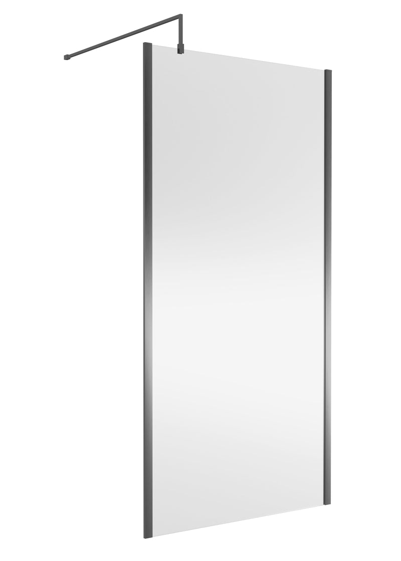Nuie Outer Frame Wetroom Screen 1850mm (All Sizes) in 1000mm Brushed Pewter (WRSCOGM10)