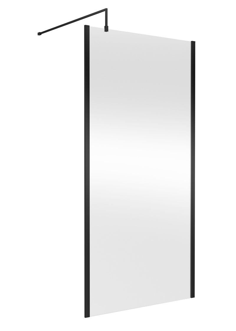 Nuie Outer Frame Wetroom Screen 1850mm (All Sizes) in 1000mm Matt Black (WRSCOBP10)